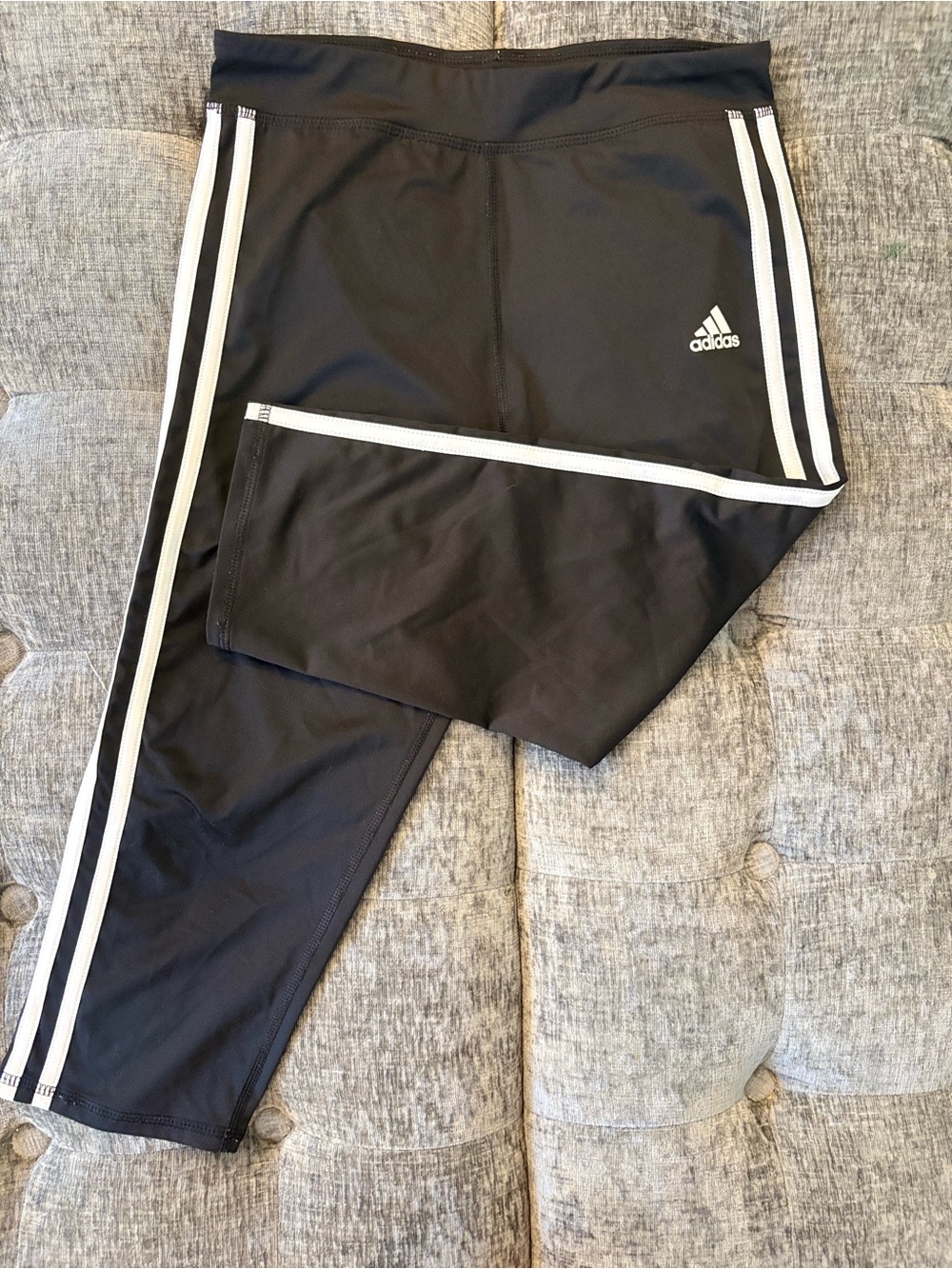 adidas Black Leggings with White Side Stripes
